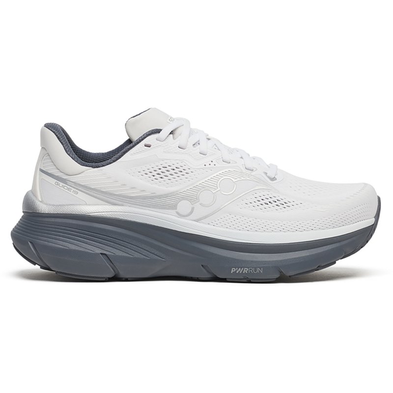 Saucony Mens Guide 19 - Running Shoes - White / Shadow Size 9.0