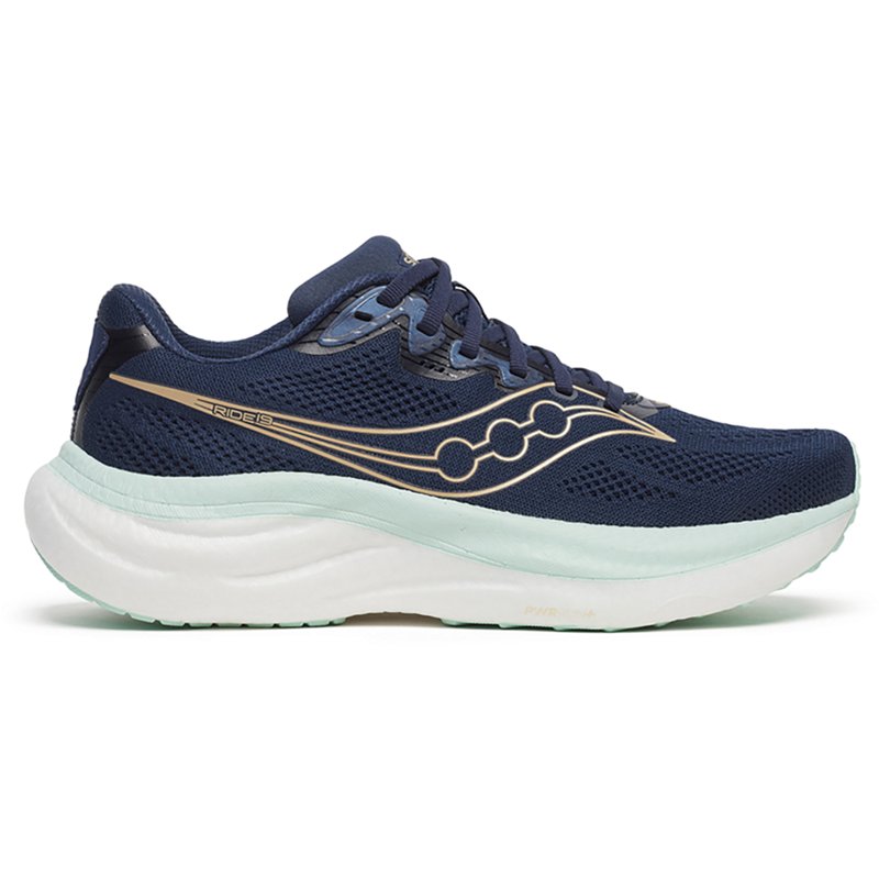 Saucony Women's Ride 19 Running Shoes, 10 W, Navy/Aqua