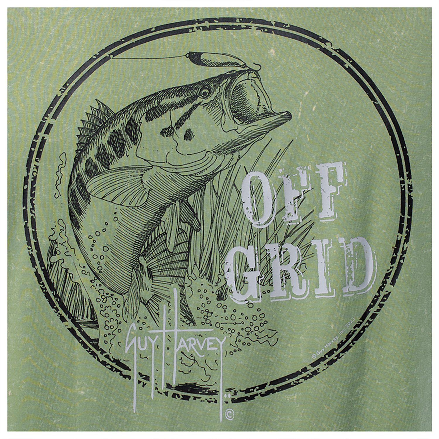 Guy Harvey Men’s Coastal Wash Off Grid Bass GFX Pocket T-shirt - view number 6