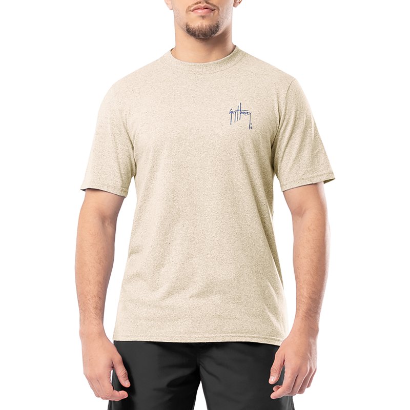 Guy Harvey Men's Cam Hex Threadcycled Shirt, in Oatmeal Heather, Size Medium | by West Marine