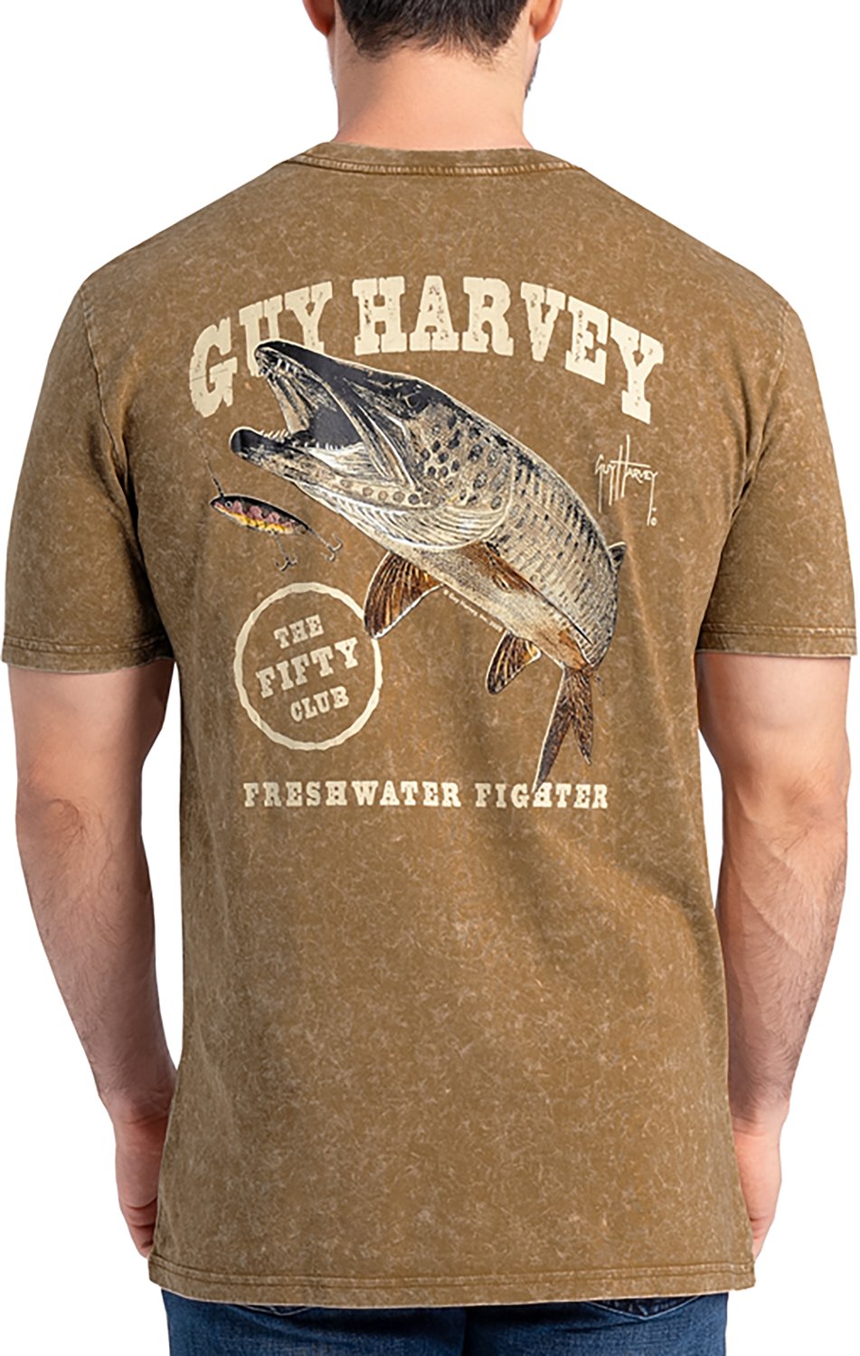 Guy Harvey Men’s Coastal Wash The Fifty Club GFX Pocket T-shirt - view number 3
