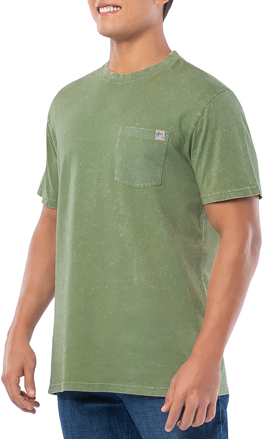 Guy Harvey Men’s Coastal Wash Off Grid Bass GFX Pocket T-shirt - view number 2