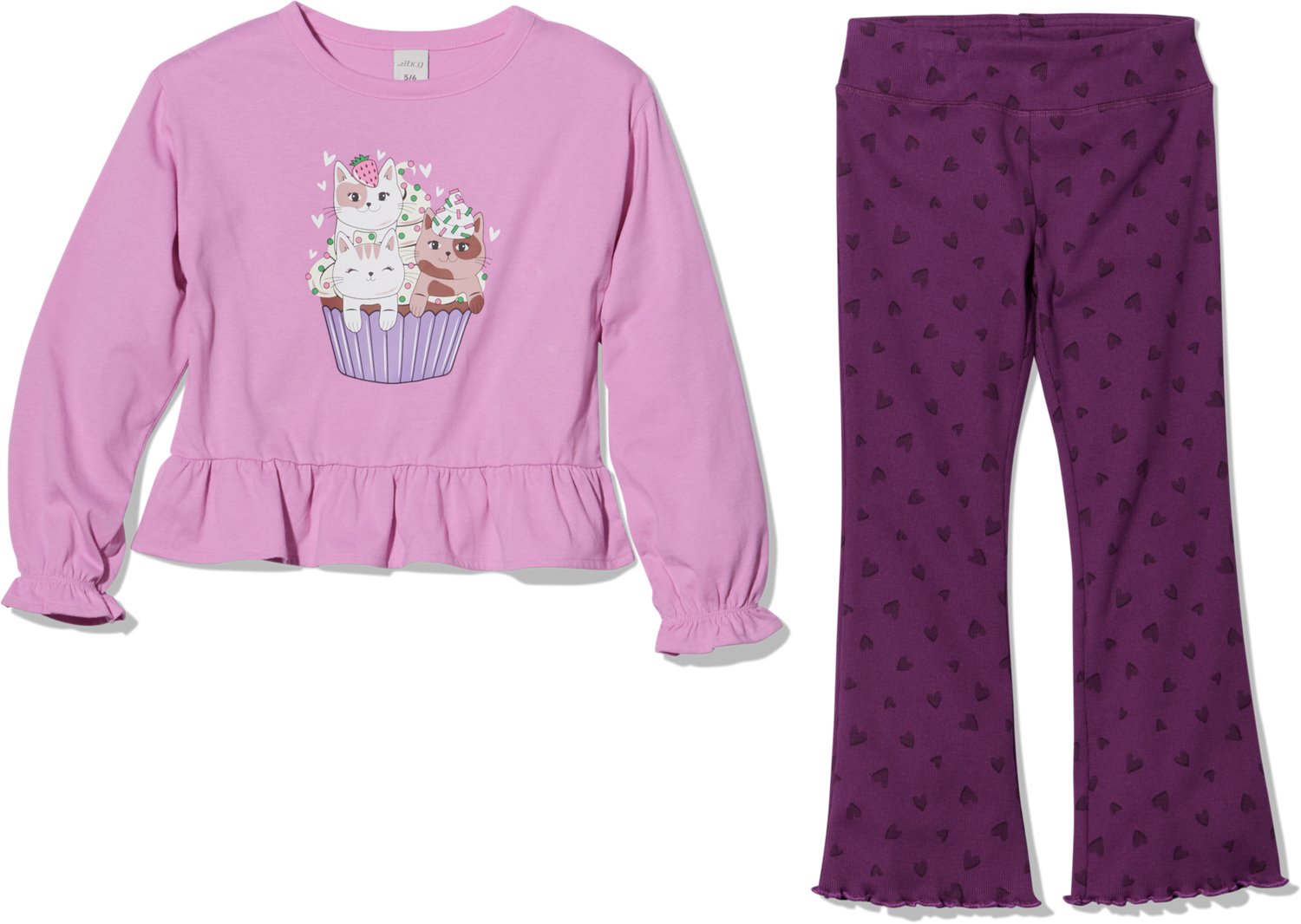 BCG Girls' 4-6X Cat Cupcake Peplum Flare Set