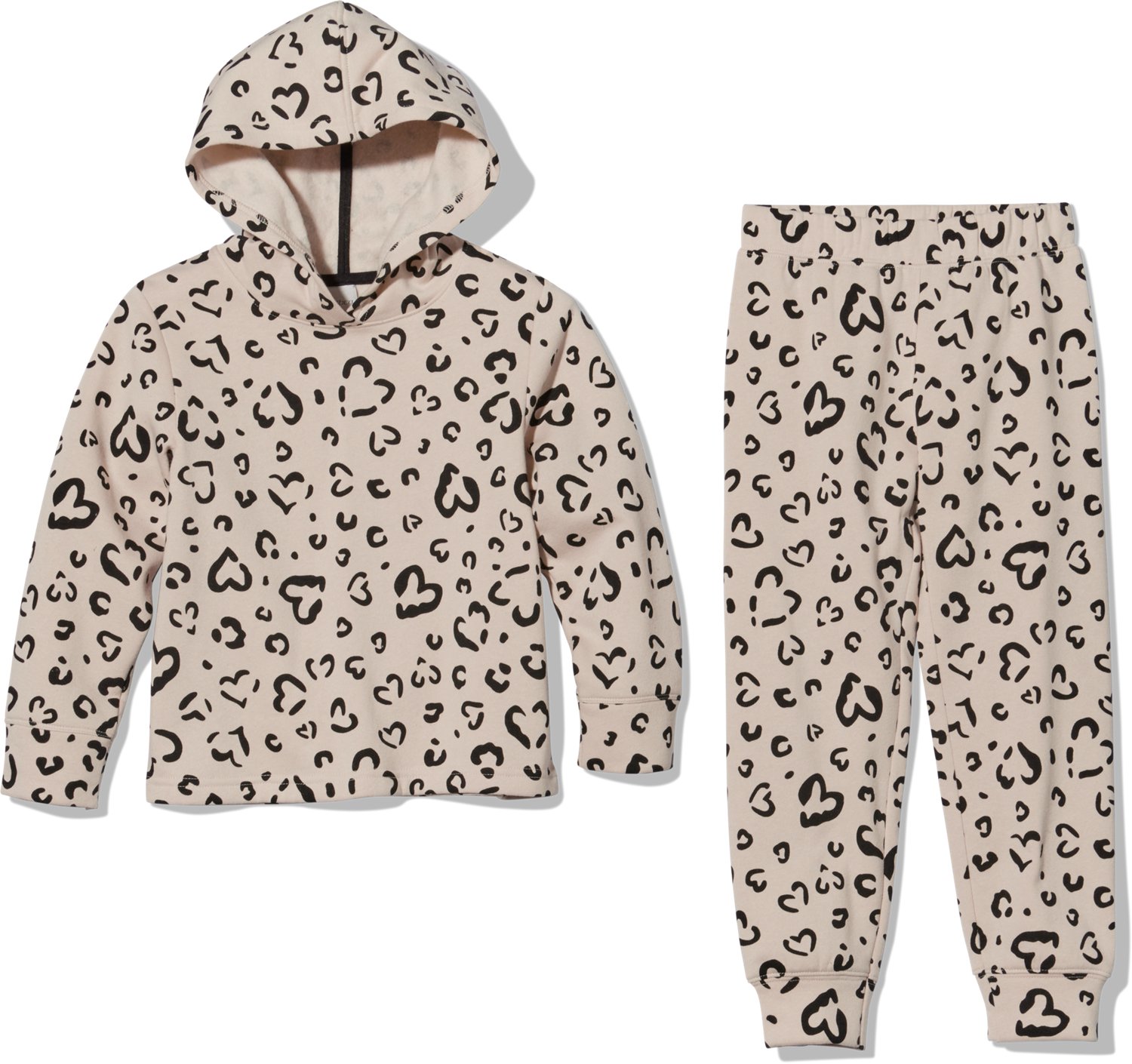 BCG Toddler Girls' 2T-4T All Over Print Cheetah Fleece Hoodie Set