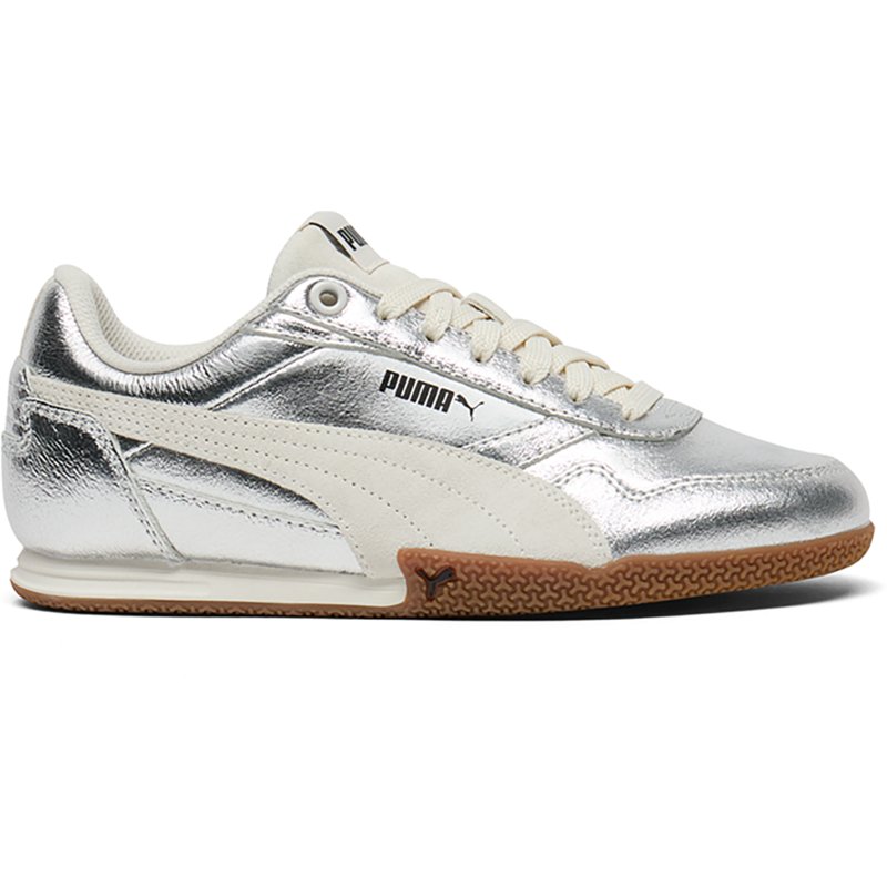 PUMA Girls Big Kids Bella Donna Metallic Casual Shoes in Puma Silver/Vapor Grey/Puma Black Size: 6.5