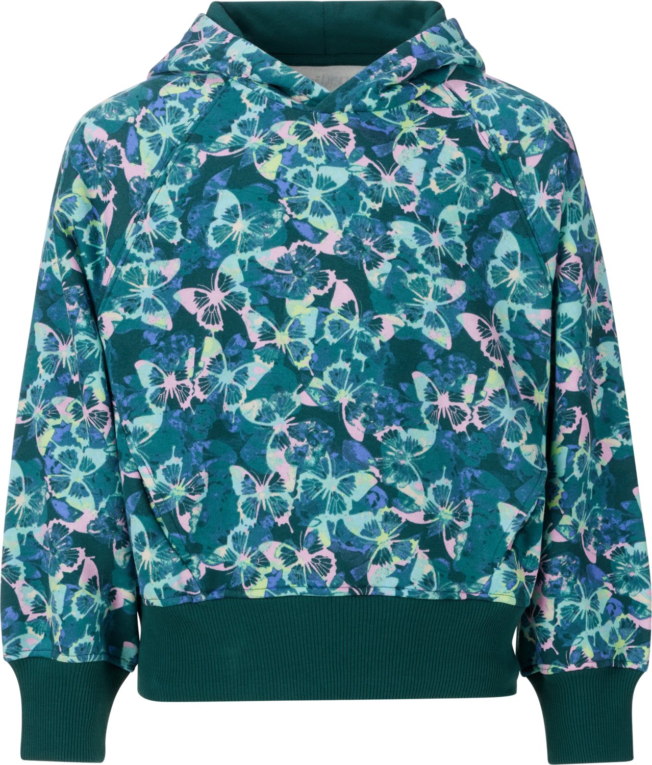 BCG Girls' Lifestyle Printed Cotton Fleece Butterfly Hoodie