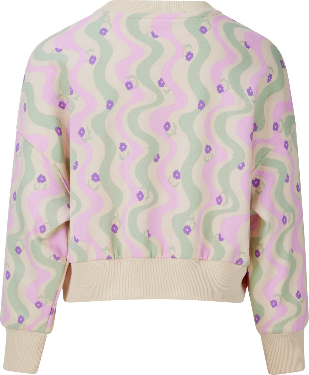 BCG Girls' Lifestyle Printed Fleece Cropped Retro Wave Crew Sweatshirt - view number 2