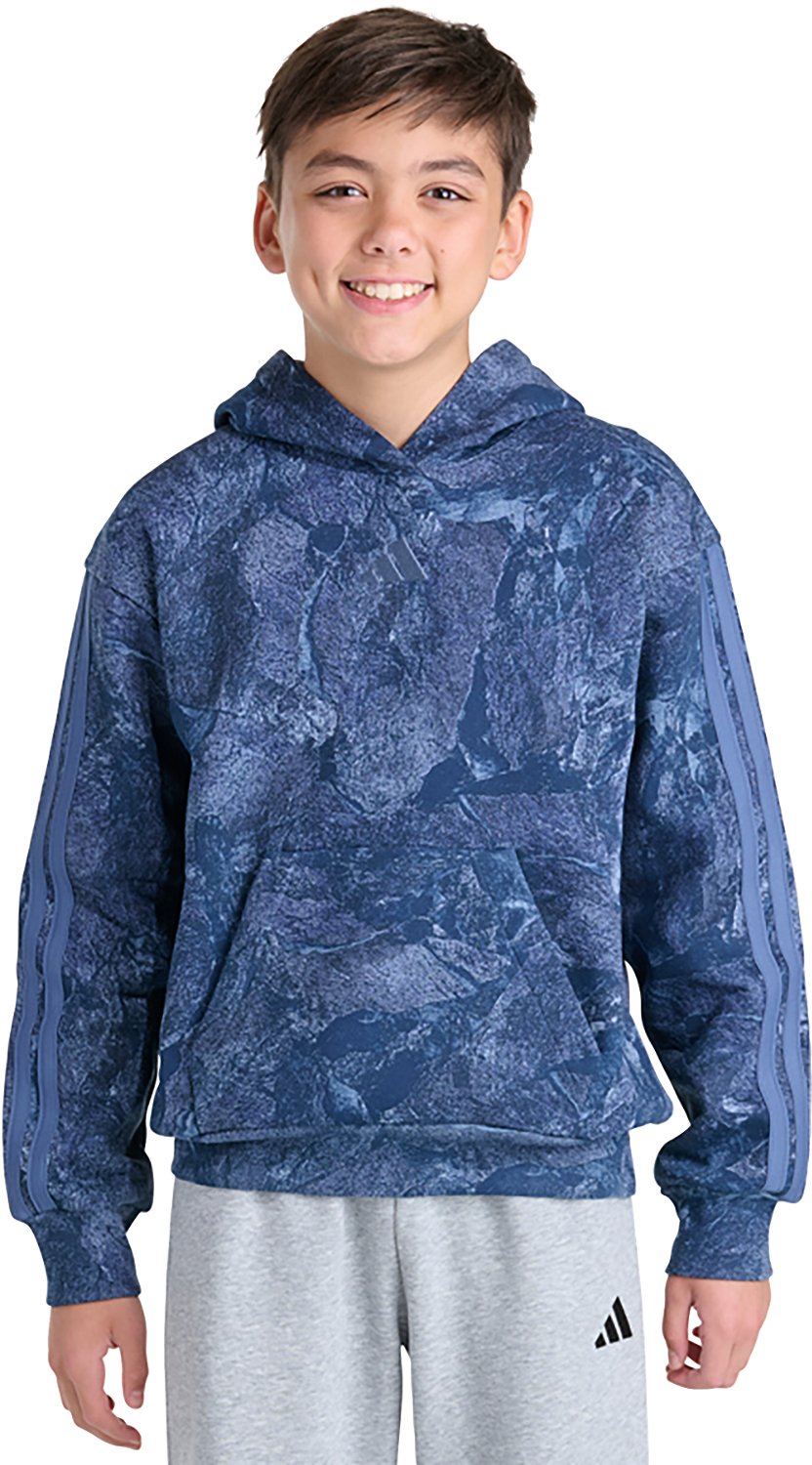 adidas Boys' All Over Print 3-Stripe Rock Camo Hoodie