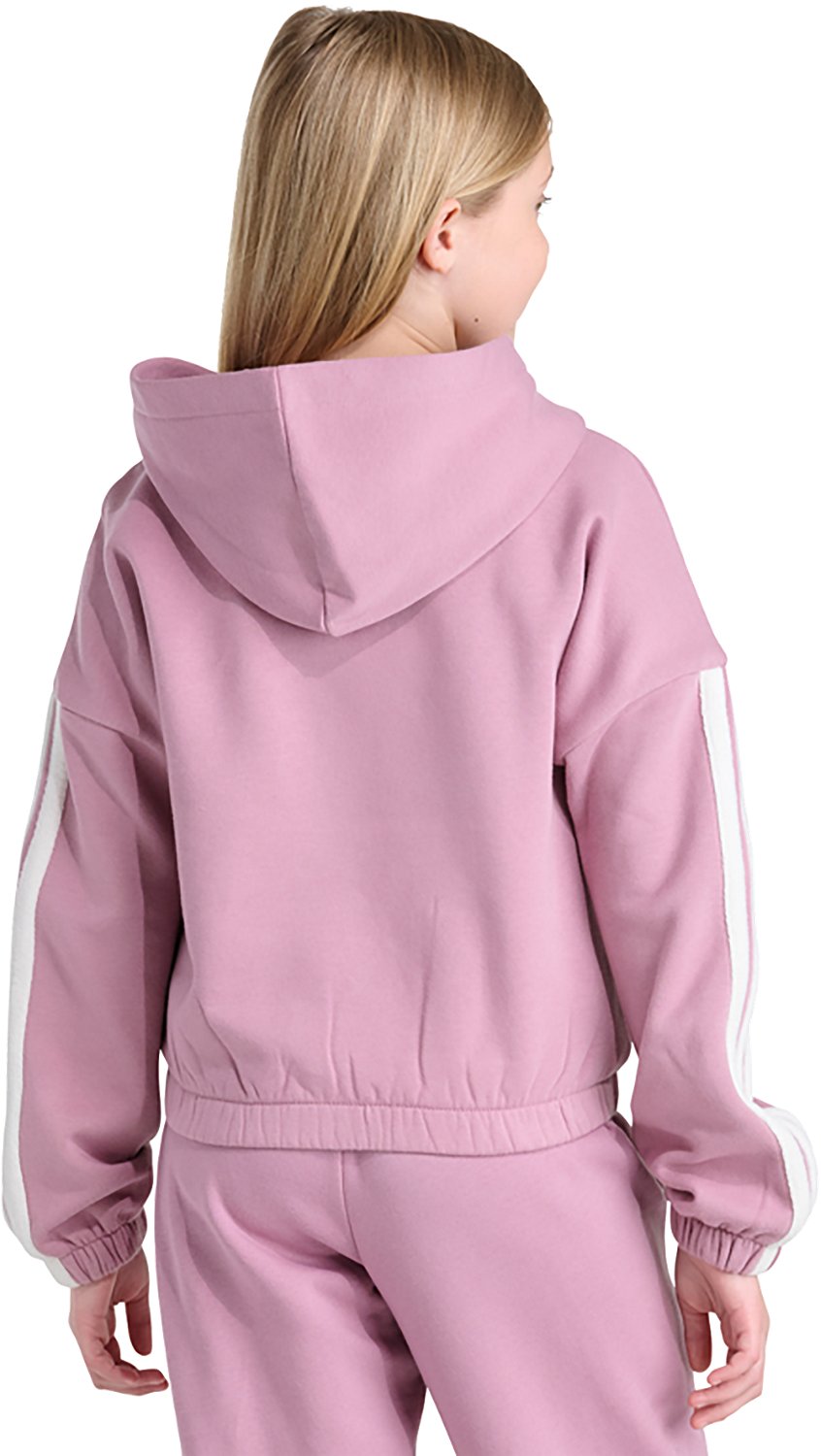 adidas Girls’ Sherpa 3-Stripe Hooded Balloon Long Sleeve Pullover - view number 2