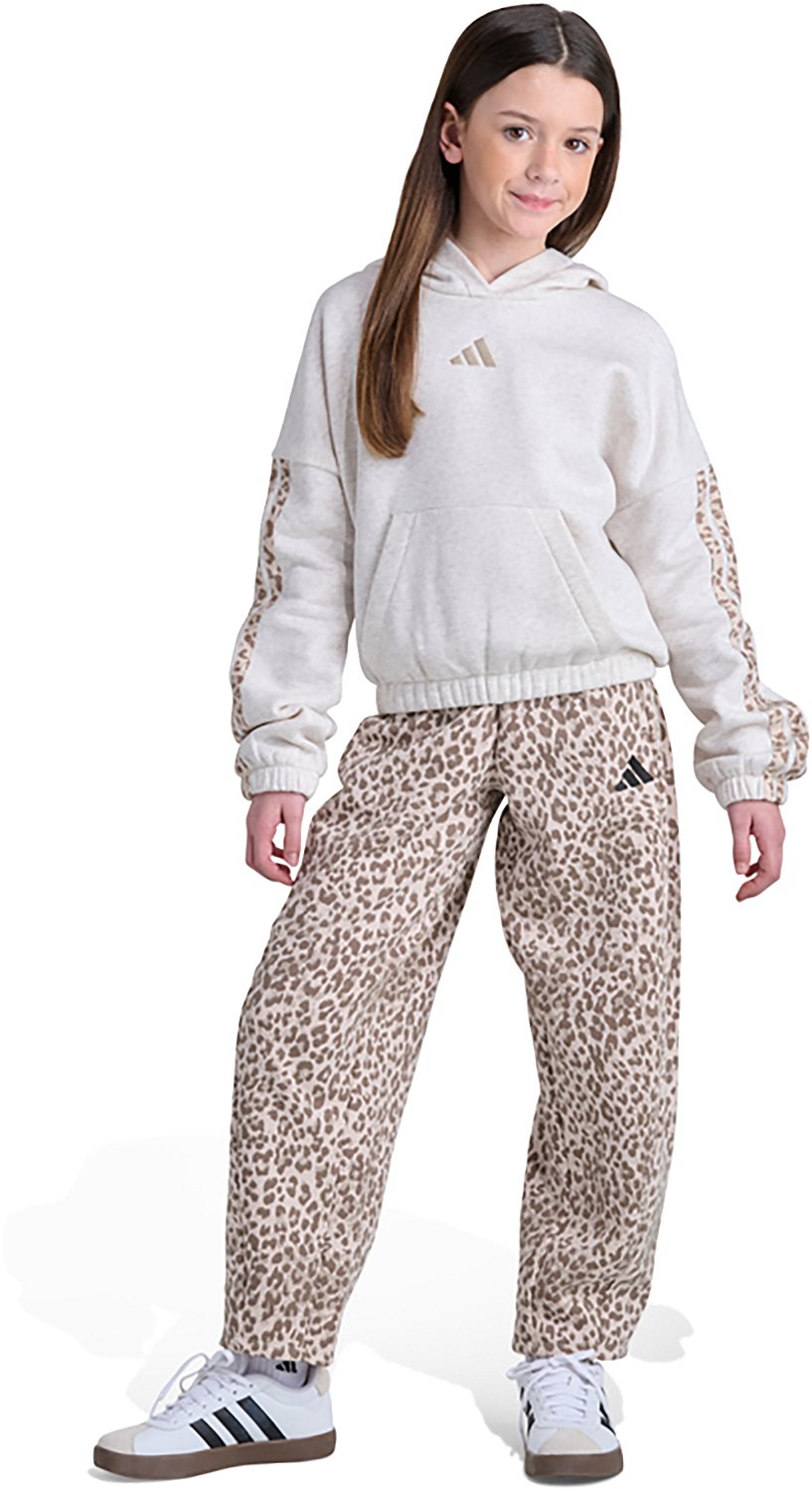 adidas Girls' Allover Print Elastic Waistband Barrel Leg Pants - view number 4