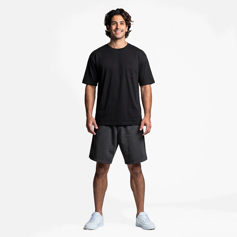 BSM16BKR480 X-Large Regular Heavyweight Pocket Tee - Short Sleeve - Black