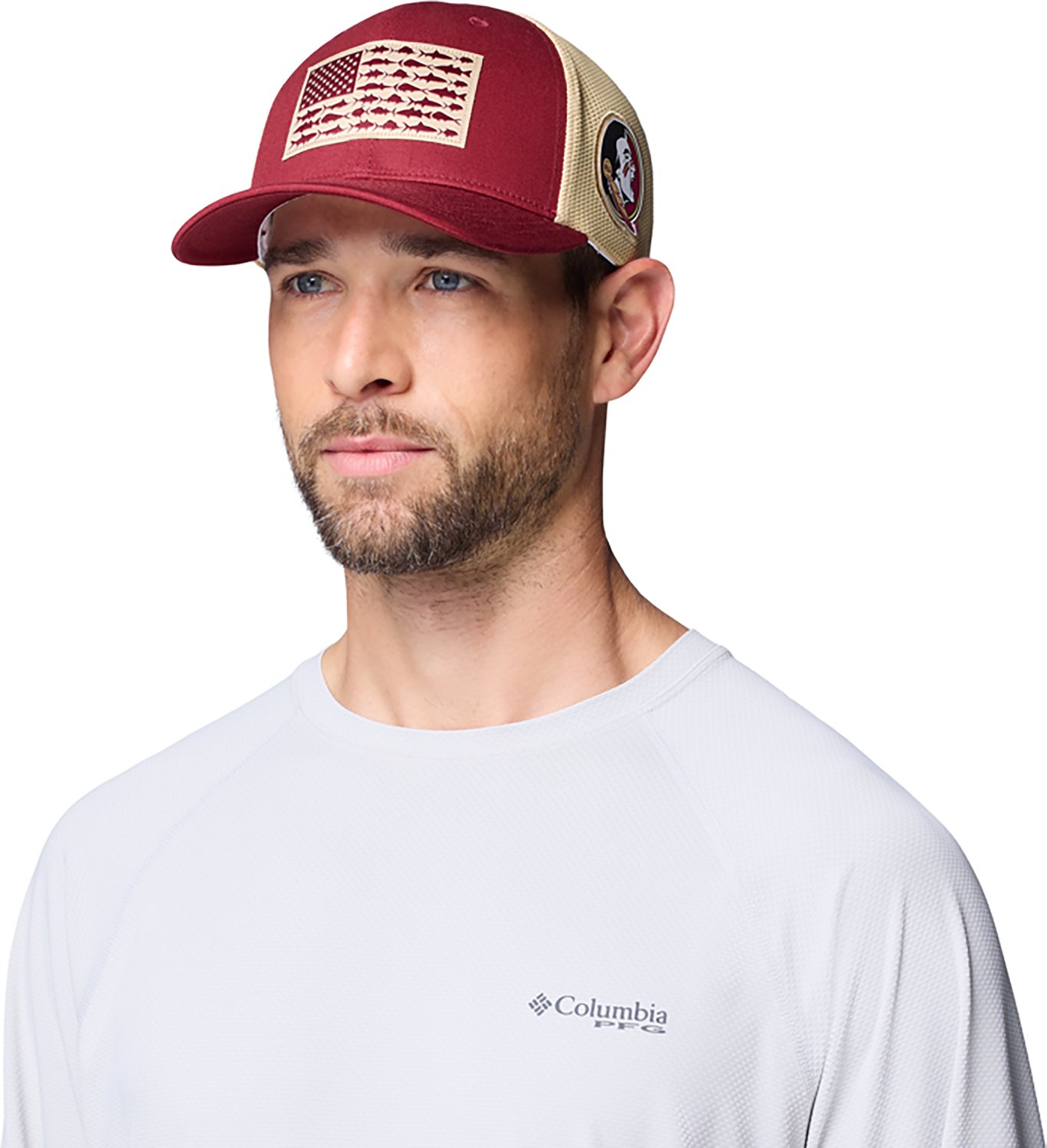 Columbia Men's Florida State University PFG Mesh Fish Flag Ball Cap - view number 3