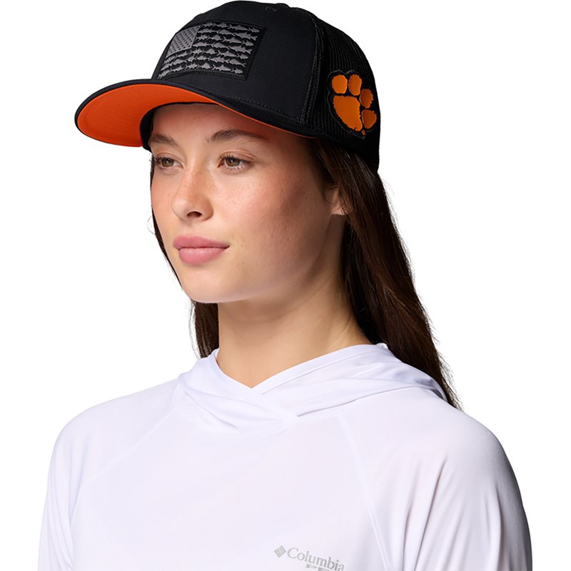 Columbia Adult Clemson Tigers Black Mesh Fish Flag Flex Fit Hat, Men's, Small/Medium