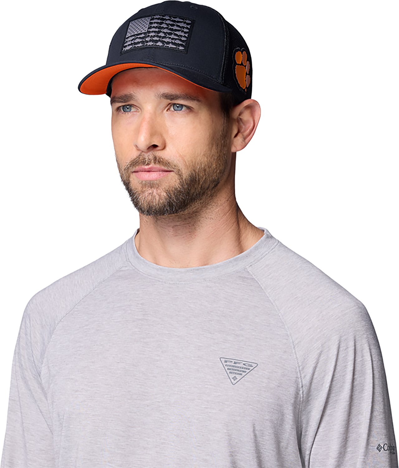 Columbia Sportswear Men's Clemson University Mesh Fish Flag Ball Cap - view number 3