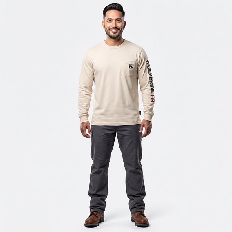 WOLVERINE FR Built Graphic Tee, Color: Stone Steer, Size: M (W1211470-267-M)