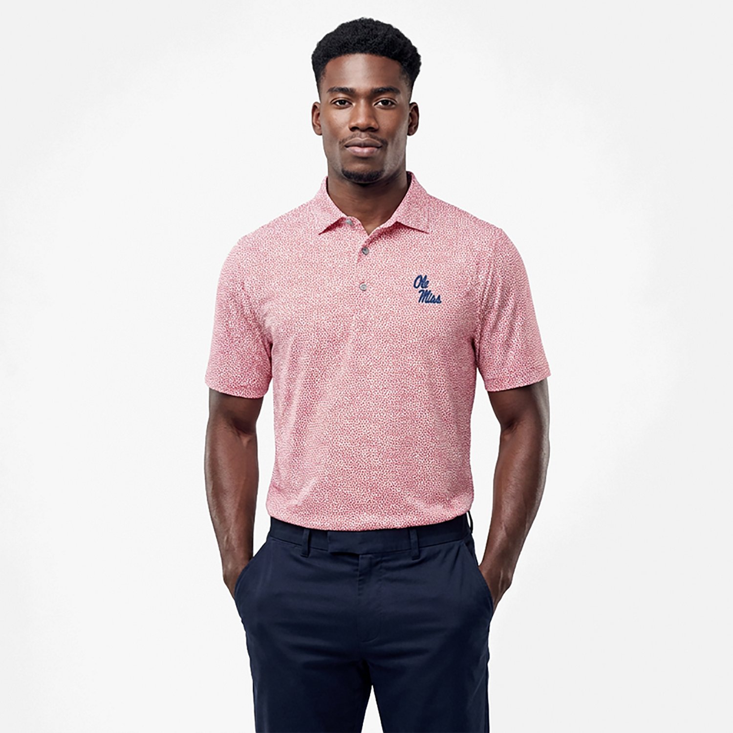 Cutter  Buck Light Ole Miss Rebels Virtue Eco Pique Botanical Print Polo