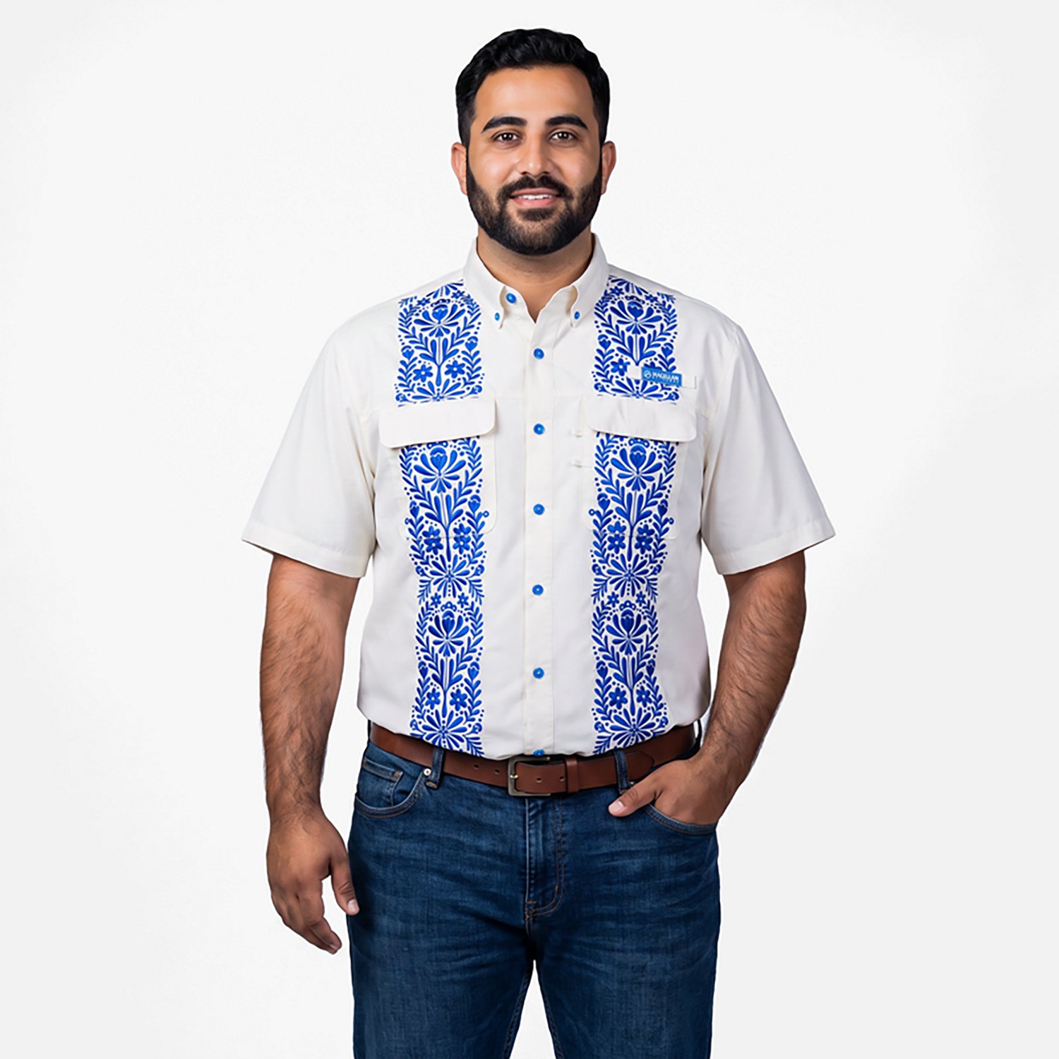 Magellan Outdoors Men's Laguna Madre Talavera Azul Short Sleeve Button Down - view number 3