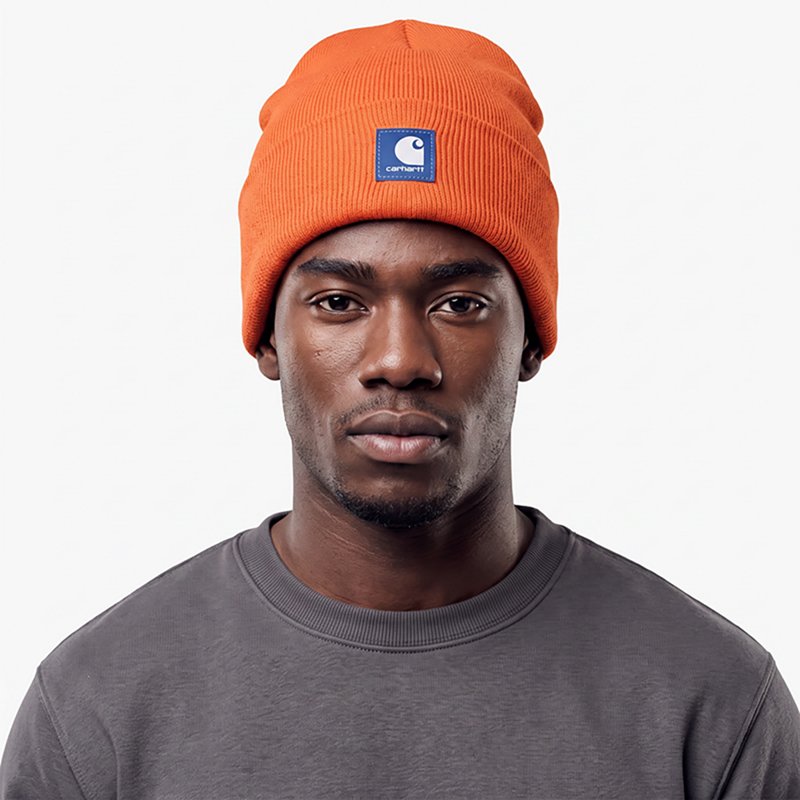 Carhartt Men's Knit Rubber Patch Beanie | Orange