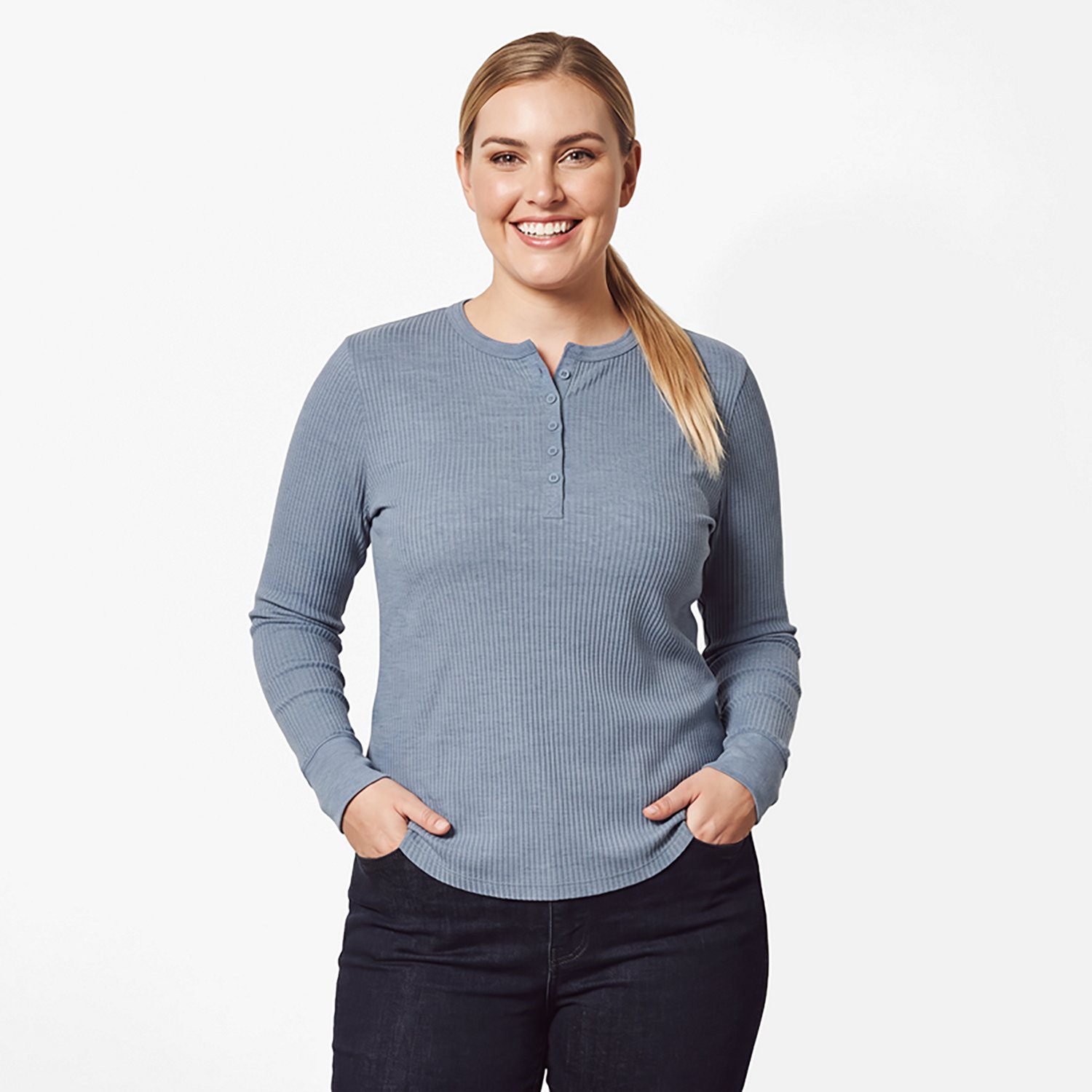 Magellan Outdoors Women's Hickory Canyon Ribbed Long Sleeve Henley