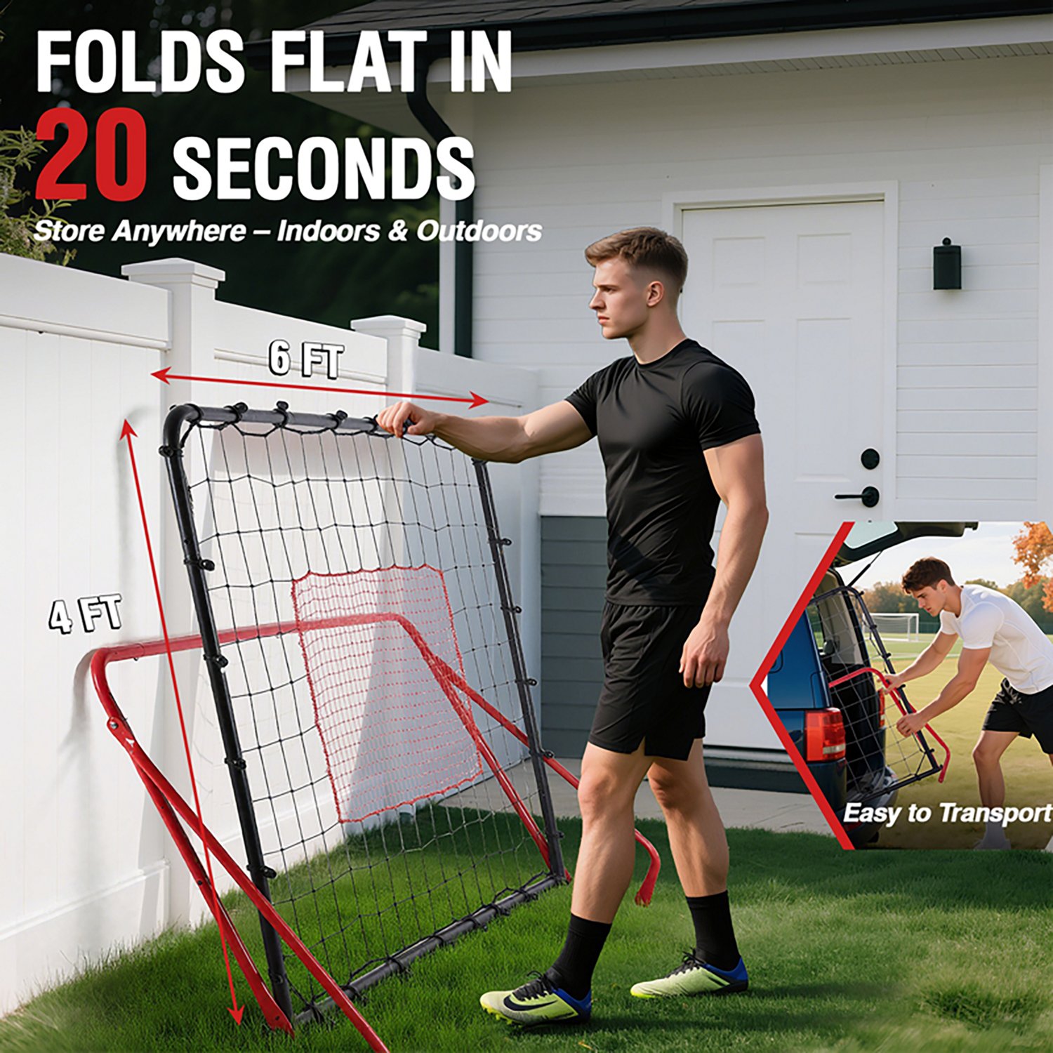 Zealfeel 6 x 4 Ft Soccer Rebounder Net