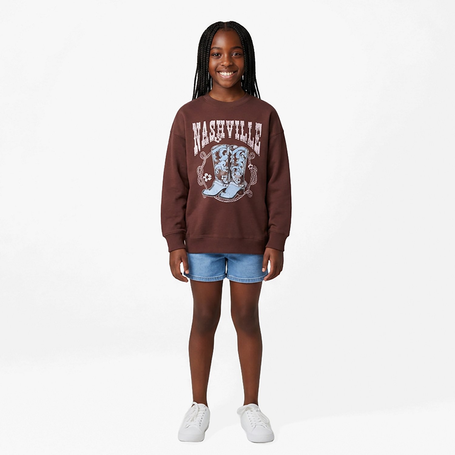 BCG Girls' Lifestyle OS Fleece Pullover Nashville Sweatshirt