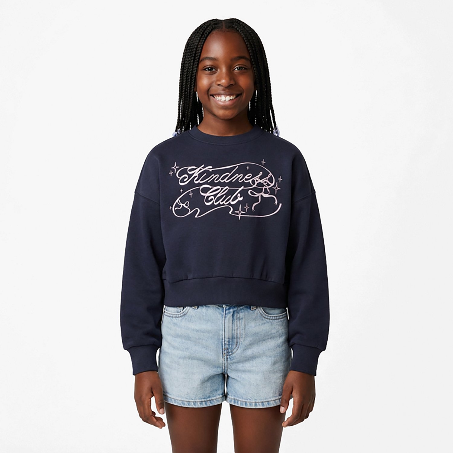 BCG Girls' Lifestyle Printed Fleece Cropped Kindness Club Crew Sweatshirt - view number 2