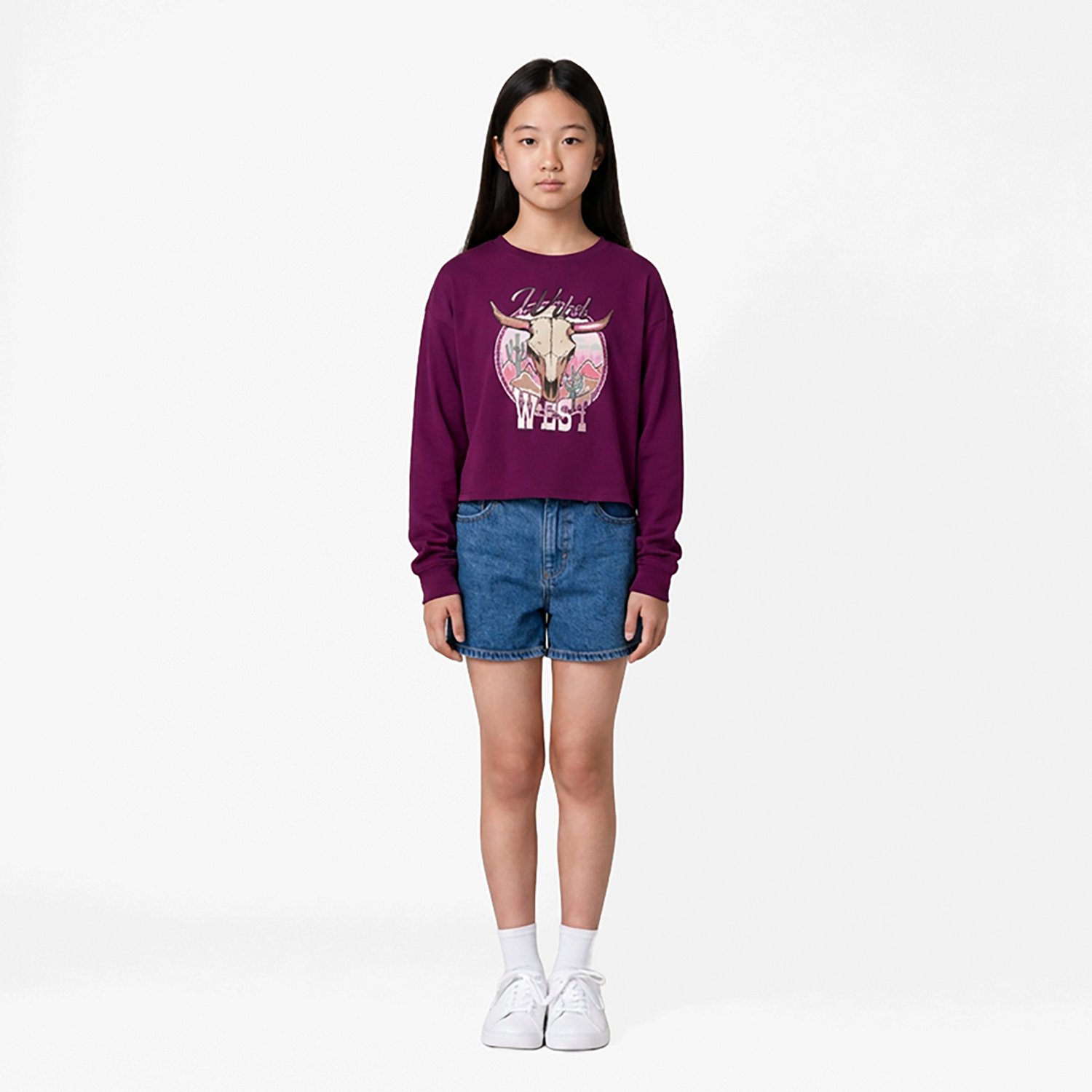BCG Girls' Lifestyle Cotton Long Sleeve Wild West T-shirt