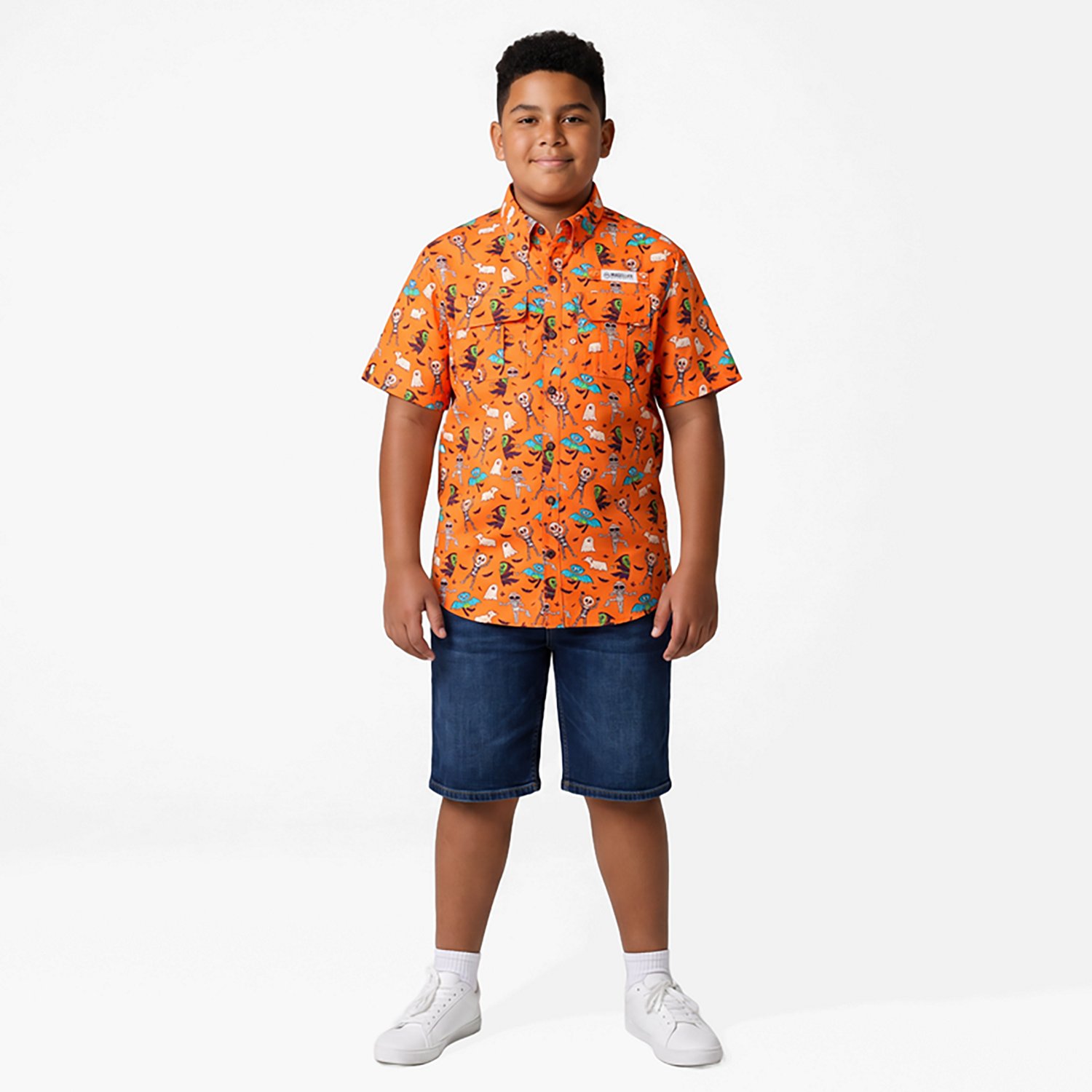 Magellan Outdoors Boys' Laguna Madre Halloween Allover Print Fishing Shirt