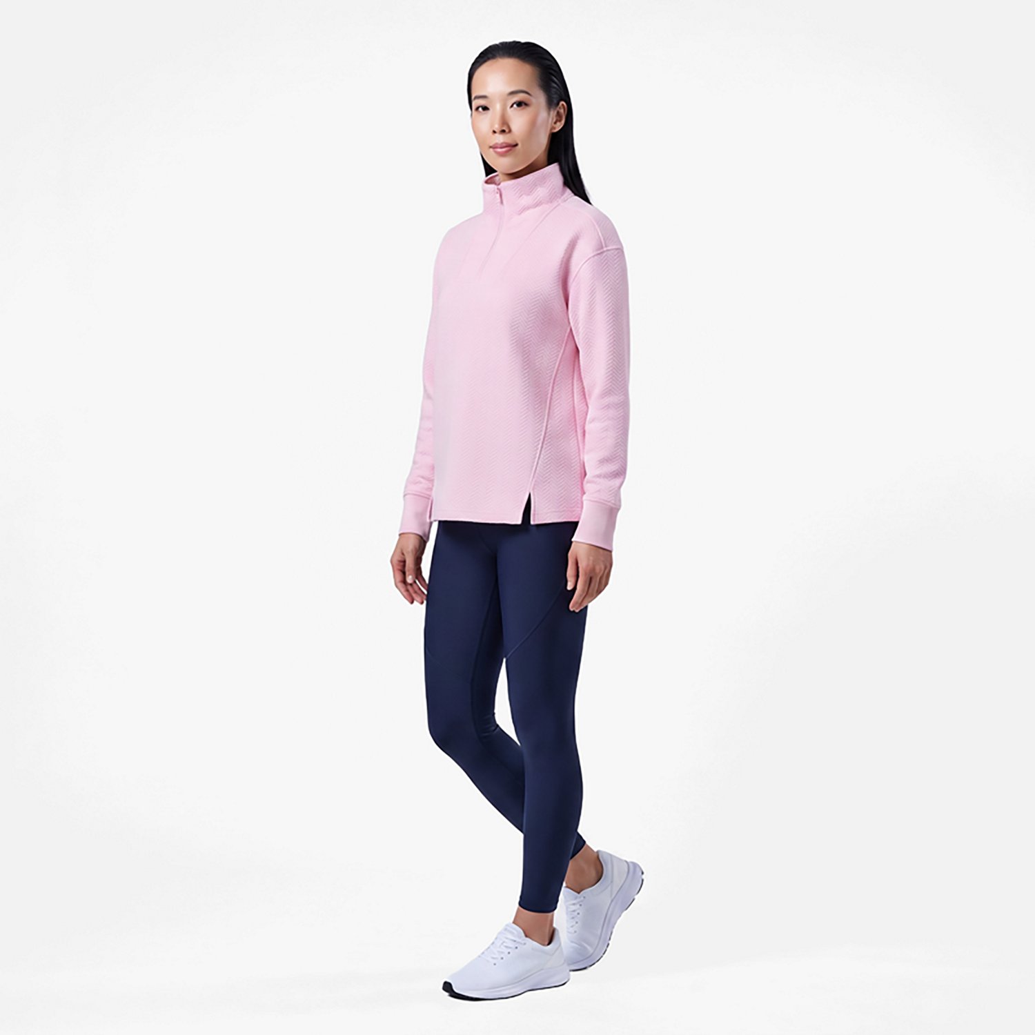 BCG Women's Chevron Quilted Quarter Zip Long Sleeve Top - view number 3