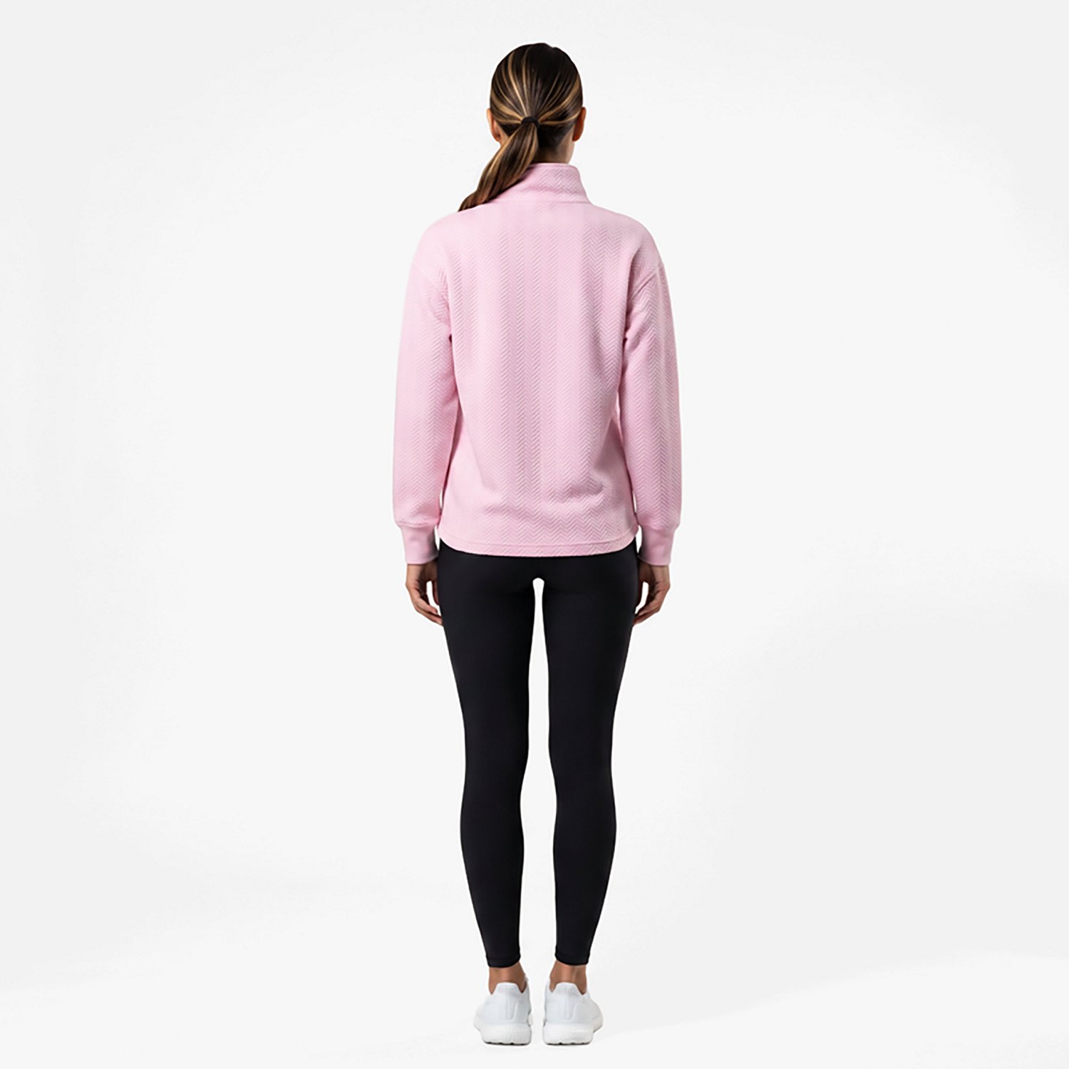 BCG Women's Chevron Quilted Quarter Zip Long Sleeve Top - view number 4