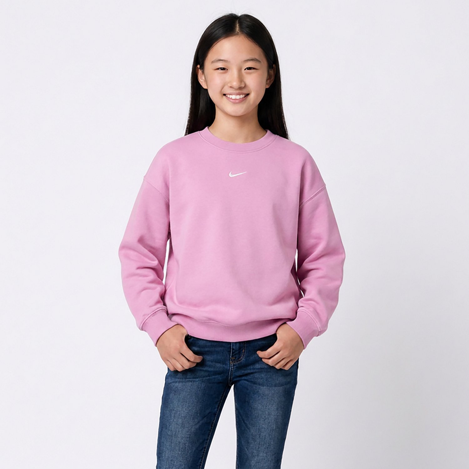 Nike Girls' 4-6x Studio Fleece Oversized Crew Sweatshirt - view number 2