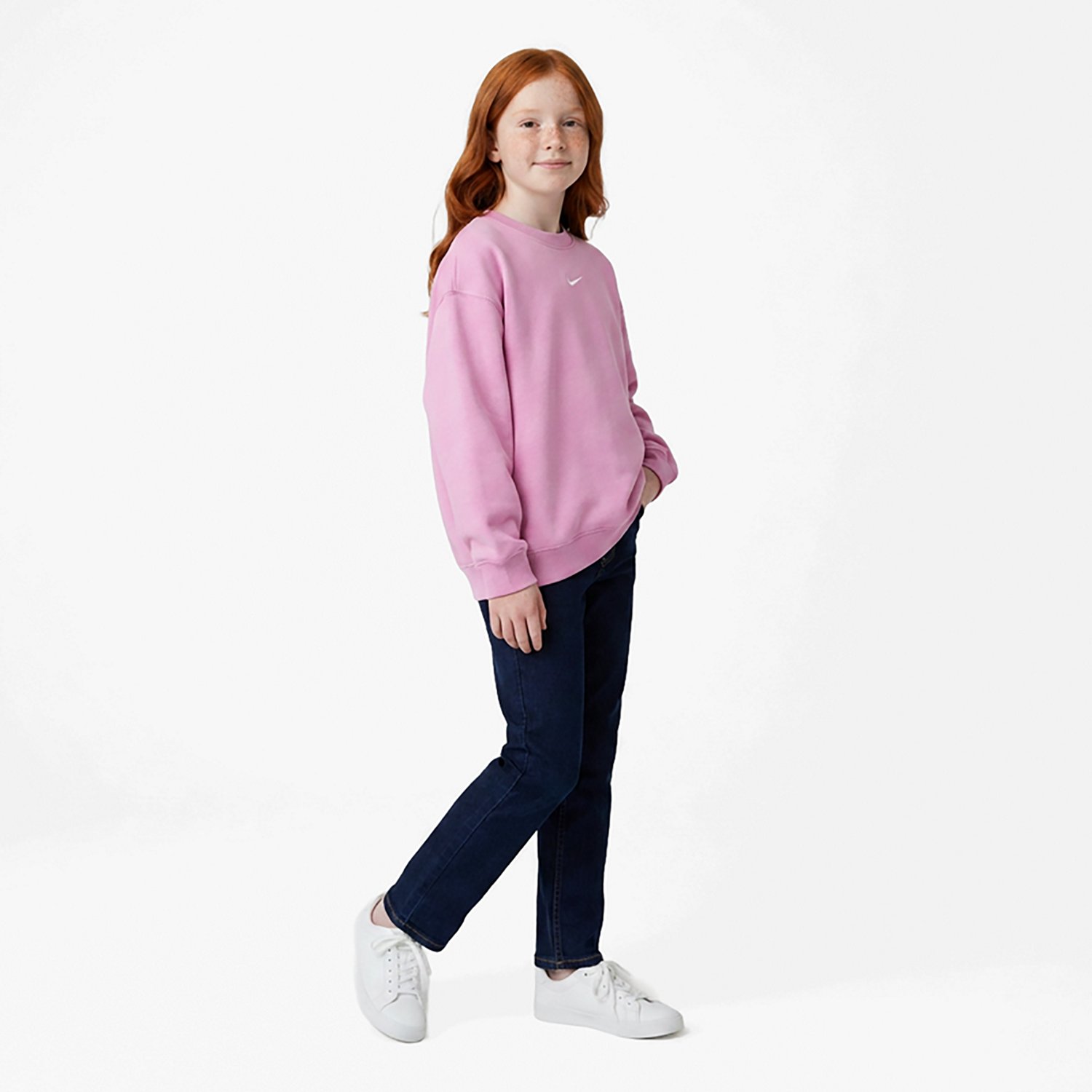 Nike Girls' 4-6x Studio Fleece Oversized Crew Sweatshirt - view number 3
