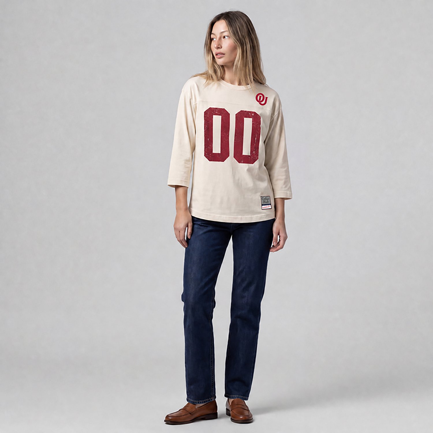 Mitchell & Ness Women's University of Oklahoma Retro Roots Oversized Long Sleeve Jersey