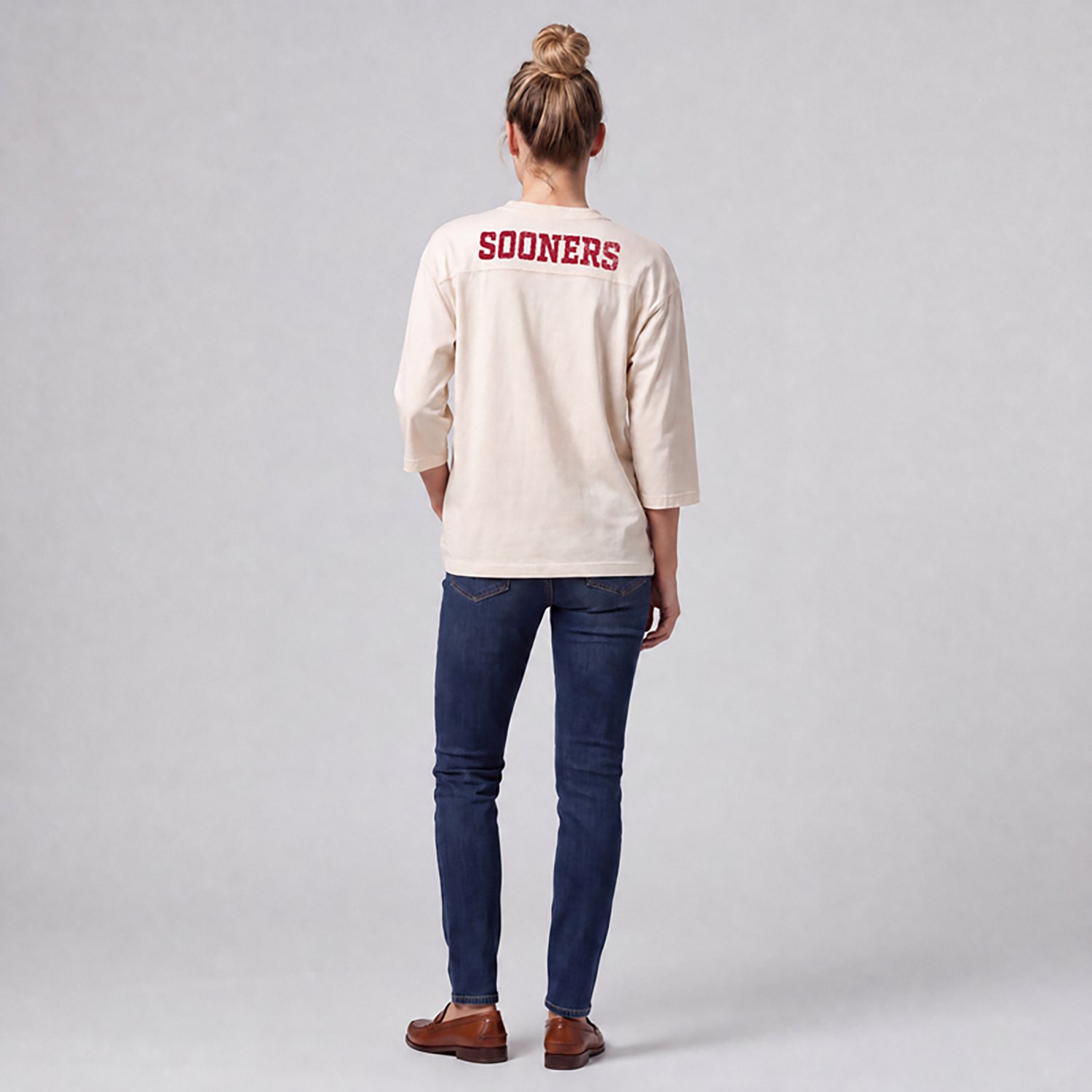 Mitchell & Ness Women's University of Oklahoma Retro Roots Oversized Long Sleeve Jersey - view number 2