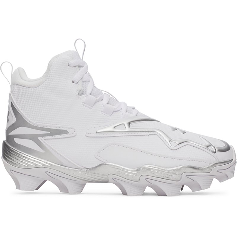 Under Armour Kids' Harper 11 RM Baseball Cleats, White/Silver