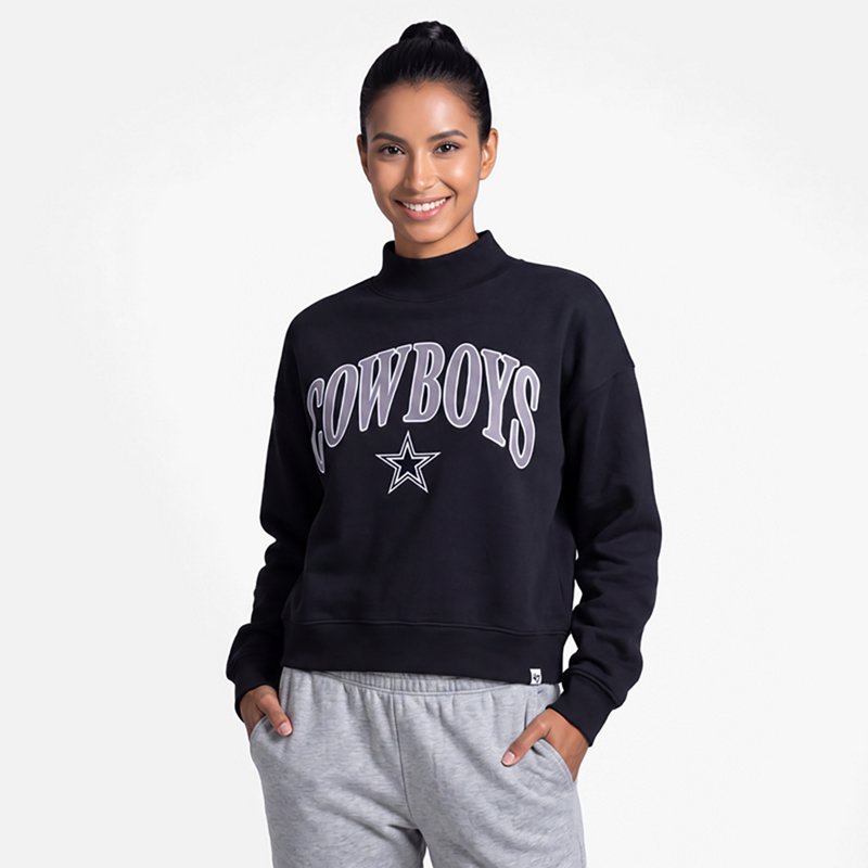 '47 Brand Women's Navy Dallas Cowboys Oversized Vantage Mock Neck Sweatshirt - Navy