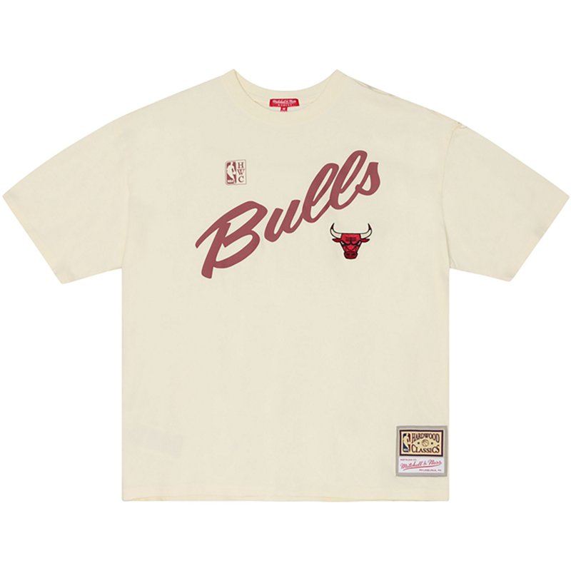 Women's Mitchell & Ness  Oatmeal Chicago Bulls Heritage Hues T-Shirt