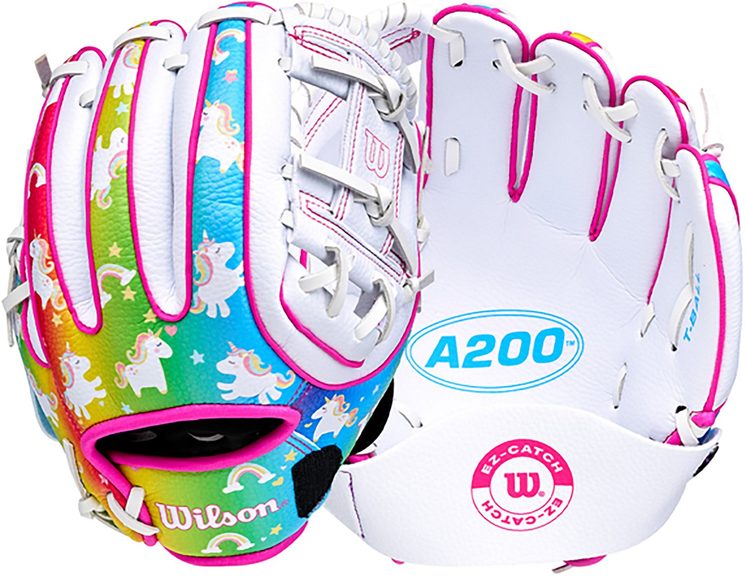 Wilson Kids' 10 in. A200 EZ Catch Rainbow Unicorns Baseball Fielding Glove