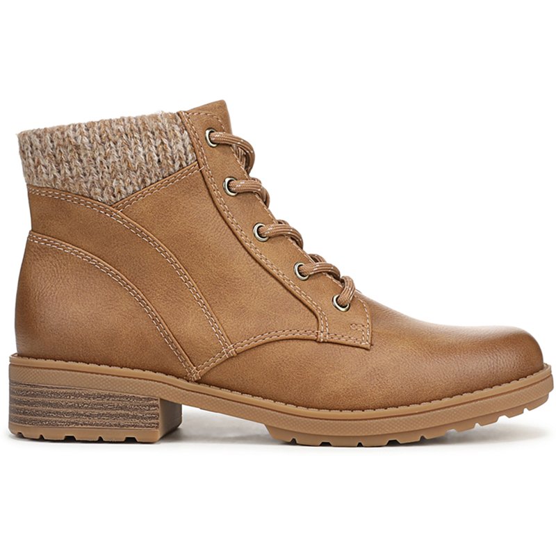Dr. Scholl's Women's Daphne Lace Up Short Boot Tan Faux Leather DRSCH 11.0 W