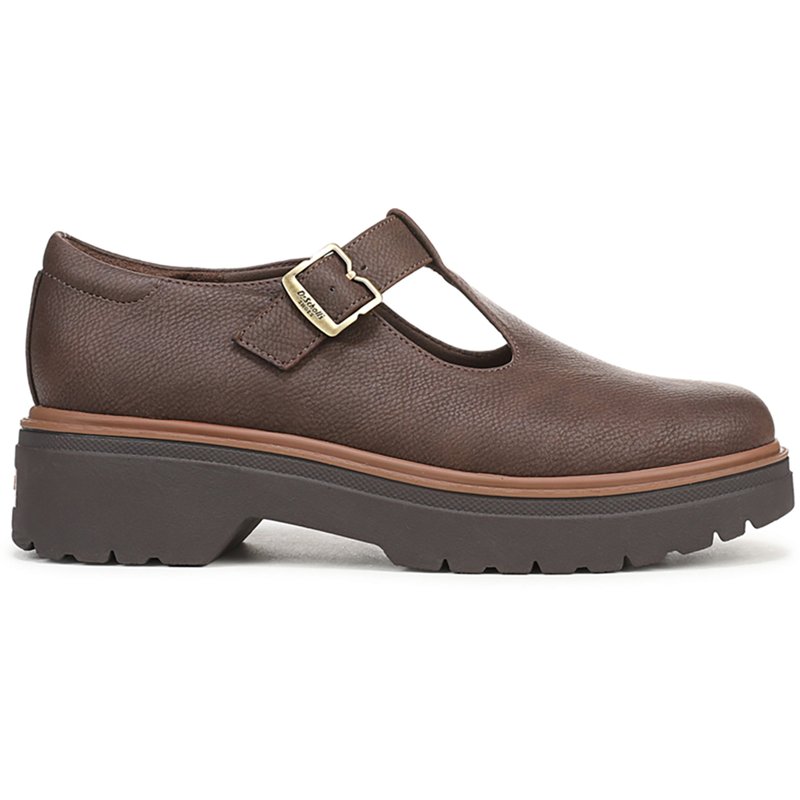 Dr. Scholl's Women's Bring It-Jane Platform Mary Jane Shoes - Dark Brown Faux Leather