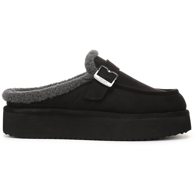 Dr. Scholl's Women's Chill Cozy Platform Faux Shearling-Lined Mule Clogs - Black Microsuede
