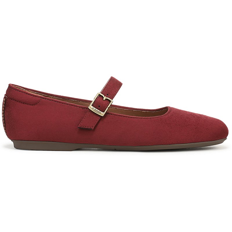 Dr. Scholl's Women's Wexley Jane Mary Ballet Flat Shoes Burgundy Microsuede DRSCH Leather 7.5 M
