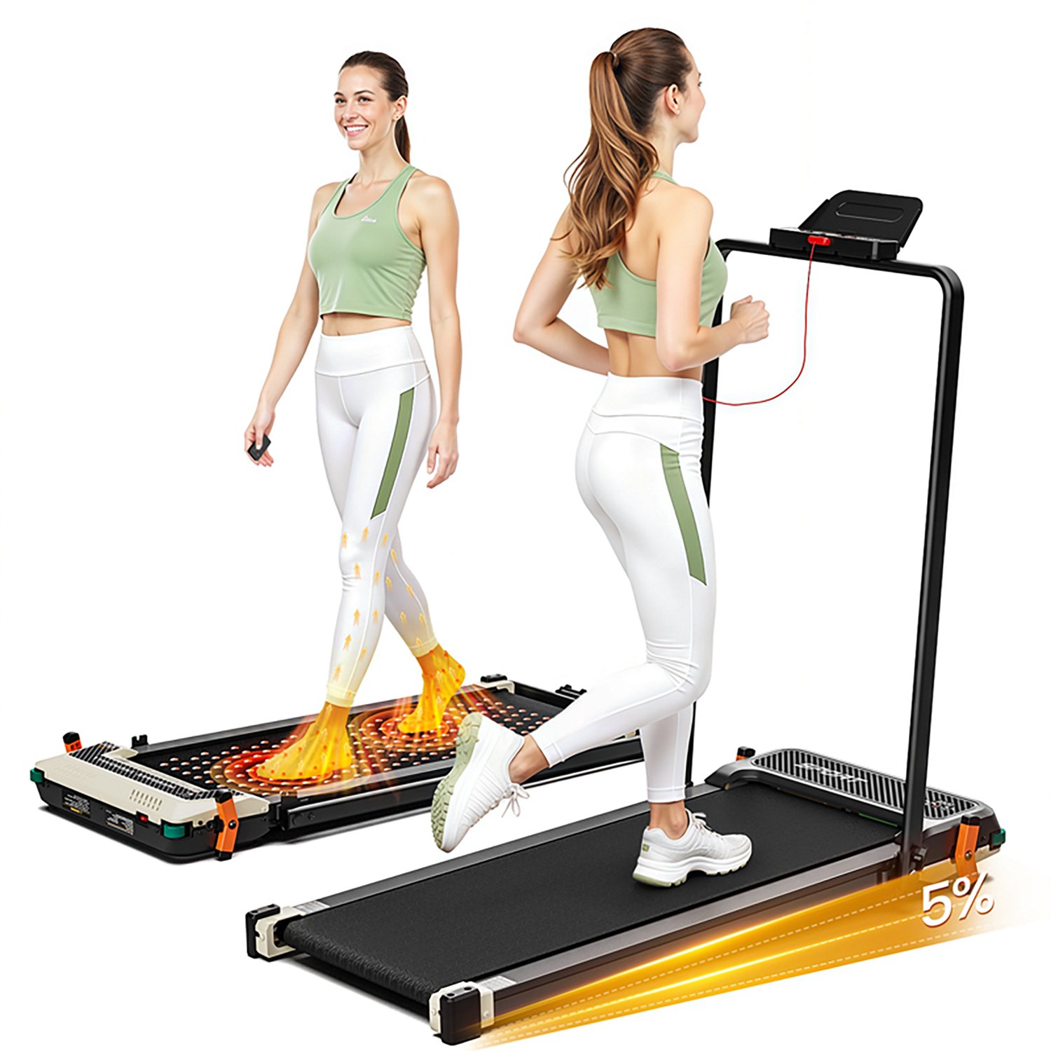 Akluer 520A-B 2-in-1 Foot Massage Under Desk Treadmill