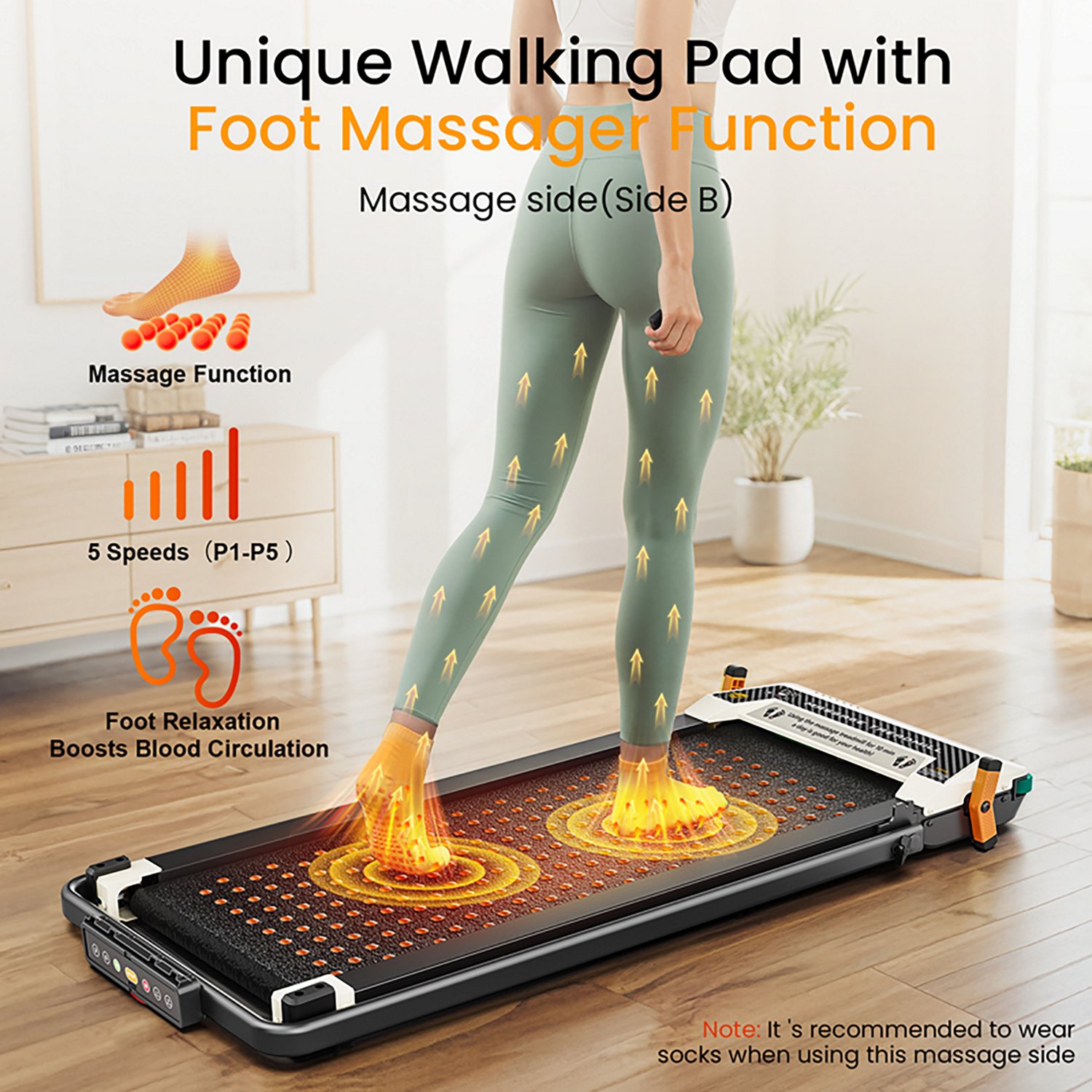 Akluer 520A-B 2-in-1 Foot Massage Under Desk Treadmill - view number 6
