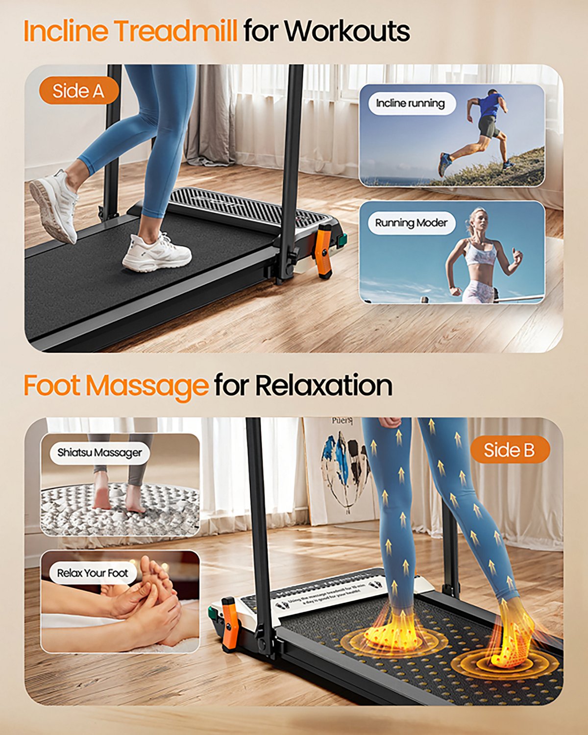 Akluer 520A-B 2-in-1 Foot Massage Under Desk Treadmill - view number 7