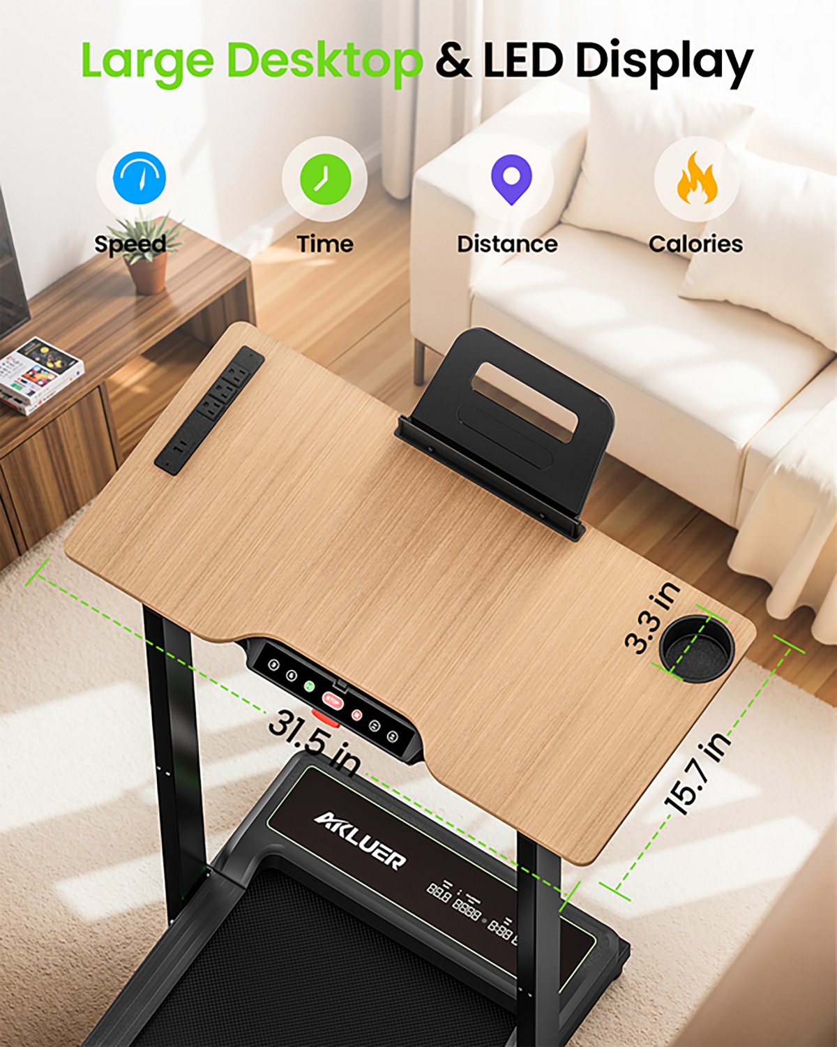 Akluer P3-D Adjustable-Height Desk Treadmill - view number 3