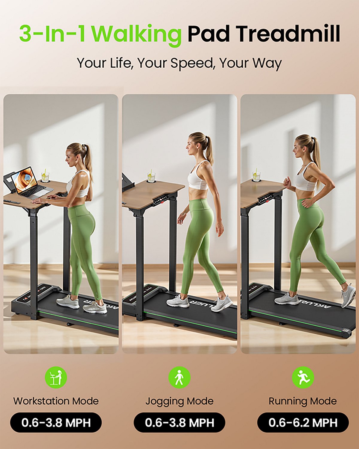 Akluer P3-D Adjustable-Height Desk Treadmill - view number 5