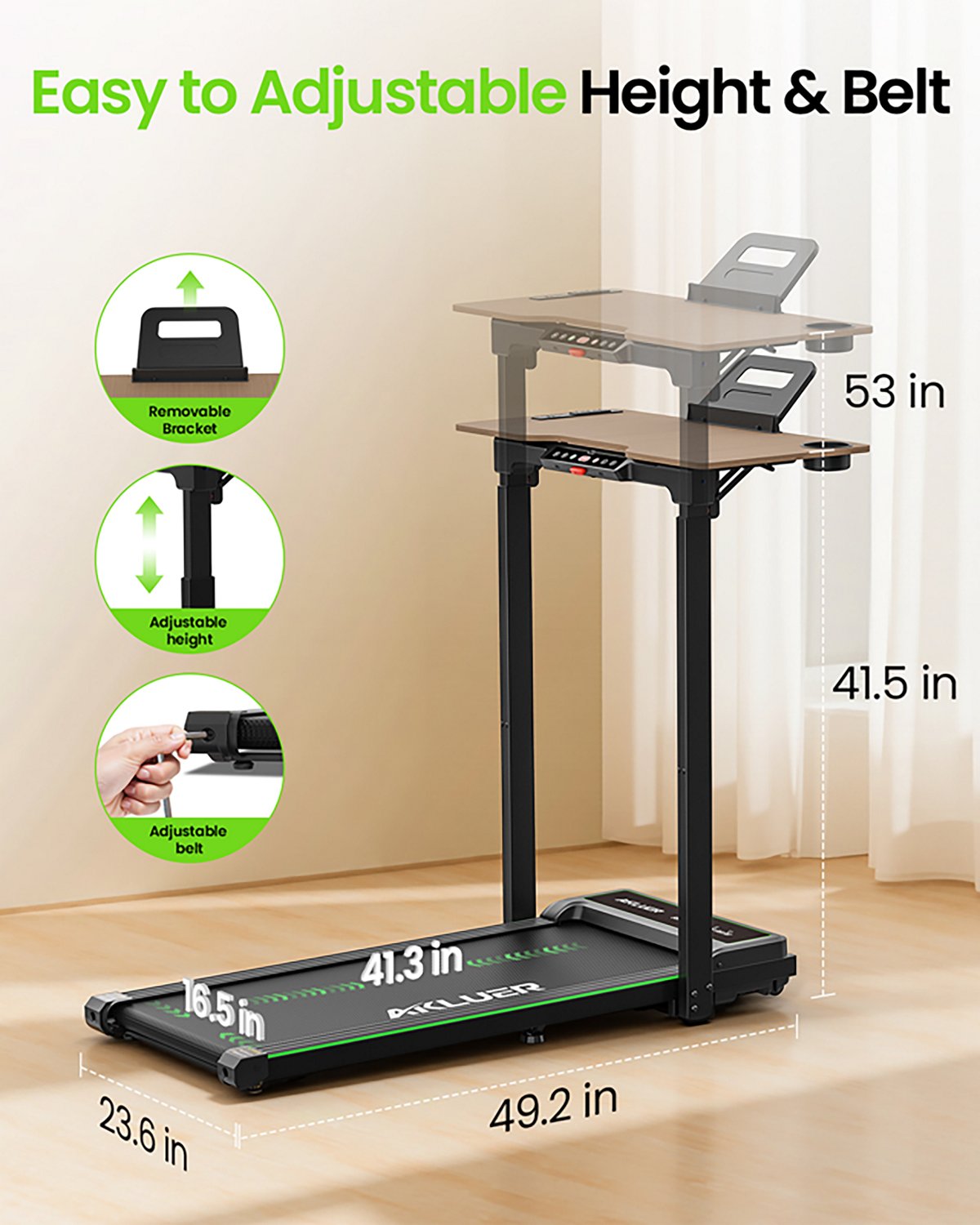 Akluer P3-D Adjustable-Height Desk Treadmill - view number 6