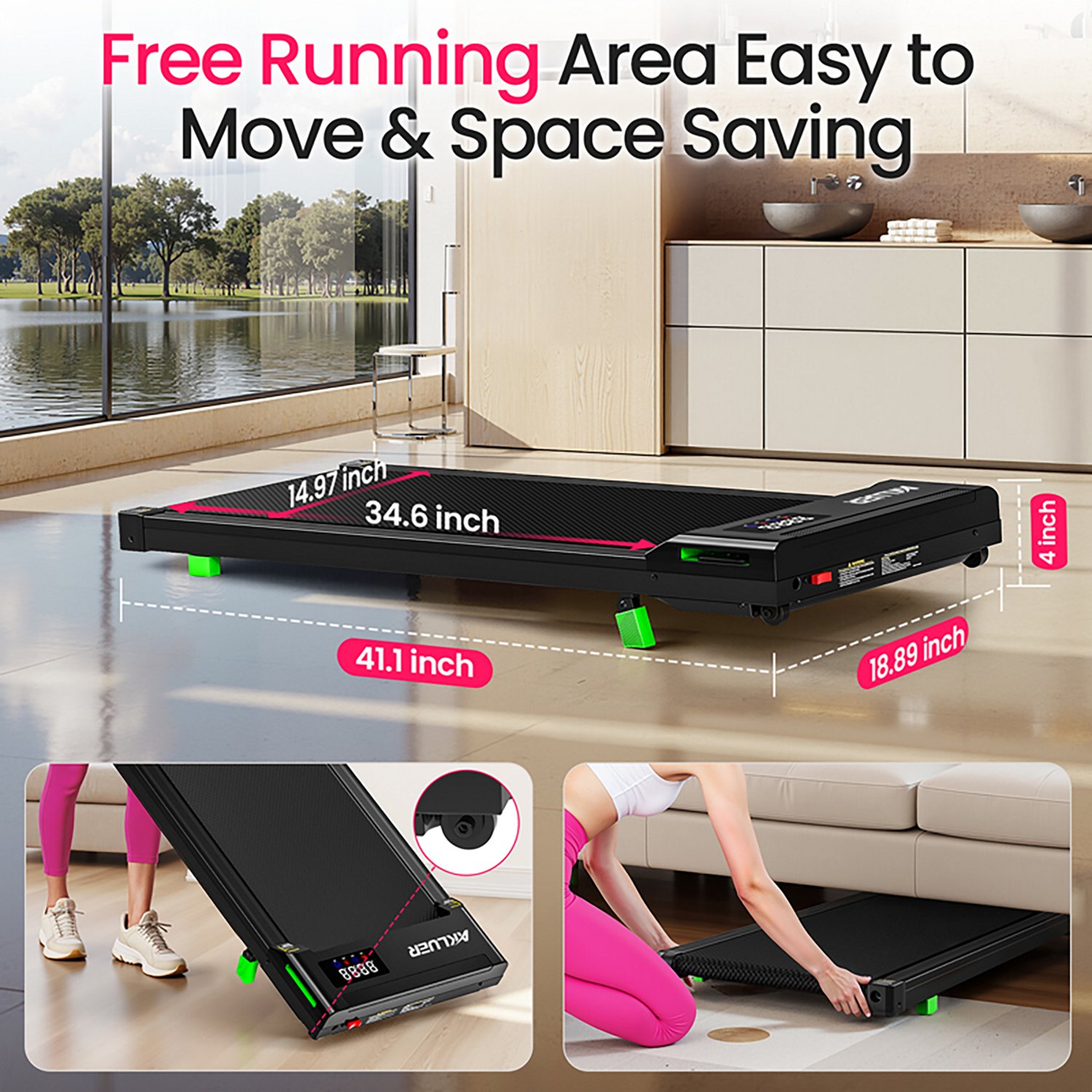 Akluer P03B Under Desk Walking Pad Treadmill - view number 3