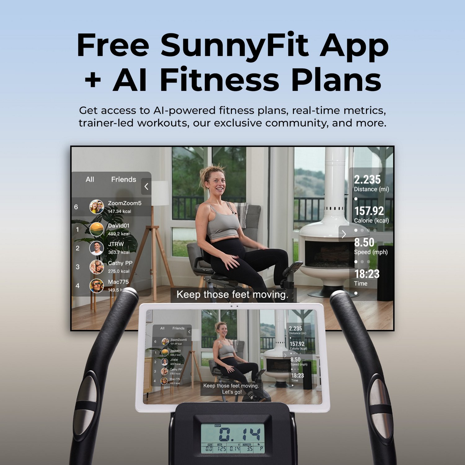 Sunny Health & Fitness Smart Magnetic Resistance Upright Exercise Bike - view number 4
